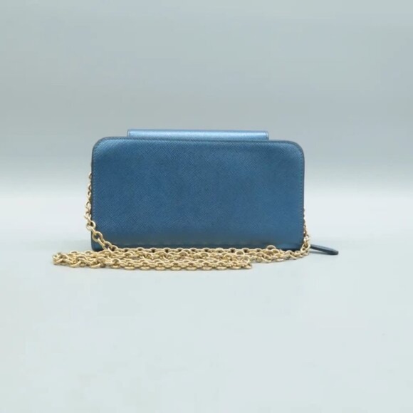 100% Authentic Prada Blue Leather Shoulder Bag 613-07524 - Picture 2 of 12